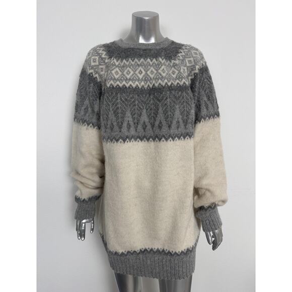 Shag Wool Nordic Sweater Adults Large Knit Pullover Vintage 90s Unisex - Picture 2 of 10